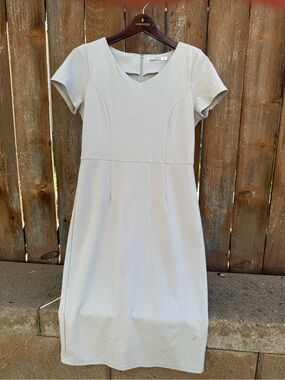 Mikarose Women’s Gray Short Sleeve Midi Sheath Pencil Dress Size Medium